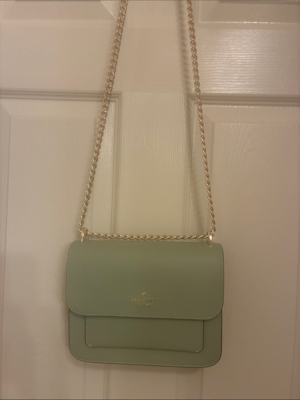 kate spade Mint Green Leather Crossbody with Gold Chain‎ Strap